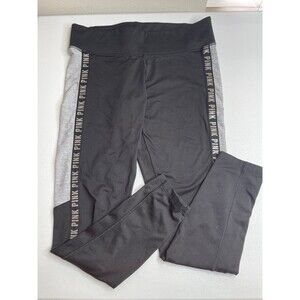 PINK Victoria’s Secret Cozy Leggings Women’s Large Black Logo Stripe